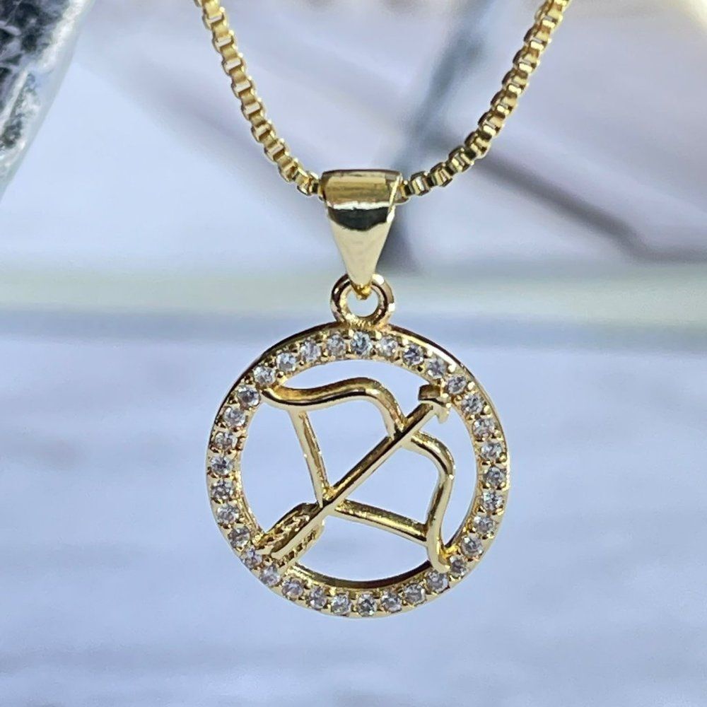 Gold Plated SAGITARIO‎ Sing Zodiac Horoscope Pendant Necklace NWOT
